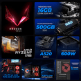thumbnail image 3 of Computadora Escritorio Completa Xtreme PC Gaming AMD Radeon Vega Renoir Ryzen 7 5700G 16GB SSD 500GB Monitor 24.5 100Hz WIFI Black juegos casuales, trabajo y estudio, 3 of 6