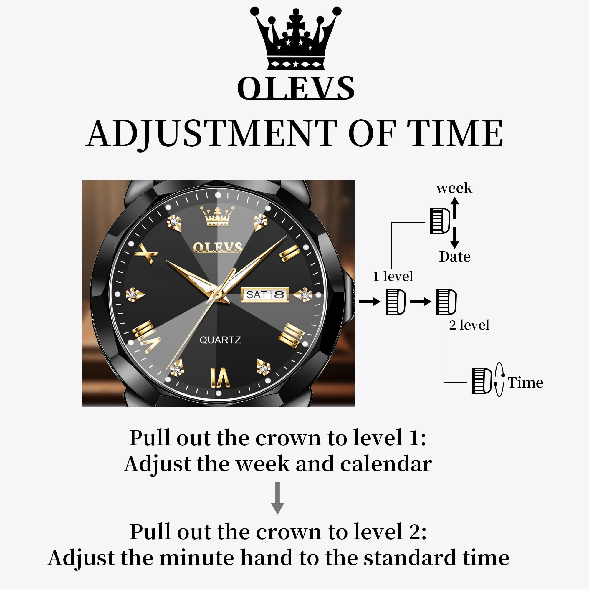 OLEVS Watches for Men Business Dress Analog Quartz Two Tone Gold Plated Stainless Steel Classic Waterproof Luminous Date Casual Mens Wrist Watches Reloj Para Hombre