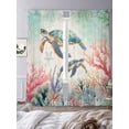 thumbnail image 3 of Sheer Curtains 96 Inches Long 2 Panels, Vintage Sea Turtle Coral Rod Pocket Curtain Voile Draperies, Summer Marine Life Light Filtering Window Treatment for Living Room Kitchen Bedroom, 3 of 8