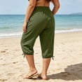 thumbnail image 7 of Costeam Womens Plus Size Drawstring Ankle Tie Capri Pants Dual Side Hand Pockets Elastic High Waist Soft Stretch Knit Loose Fit Casual Loungewear Cropped Trousers, 7 of 7