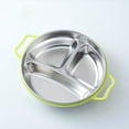 thumbnail image 2 of Assiette pour Enfants en Acier Inoxydable Poignée Anti-Brûlure Compartimentée Design Divisé Assiette de Dîner pour Maternelle Assiette Verte pour Enfants, 2 of 2