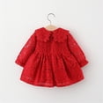 thumbnail image 5 of Staki Girl Long Sleeve Dress Girls Dress Kids Crew Neck Long Sleeve Cute Fall Winter Dresses for Toddler Girls(Red,3-4 Years), 5 of 9