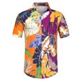 thumbnail image 1 of Lars Amadeus Camisas hawaianas de playa con botones estampados florales tropicales de verano para hombre Naranja Púrpura S, 1 of 6