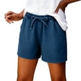 thumbnail image 6 of Women's Jean Shorts Drawstring Mid Waisted Denim Shorts with Pockets Casual Summer Jeans Trendy by Yigetop Blue XS, 6 of 7