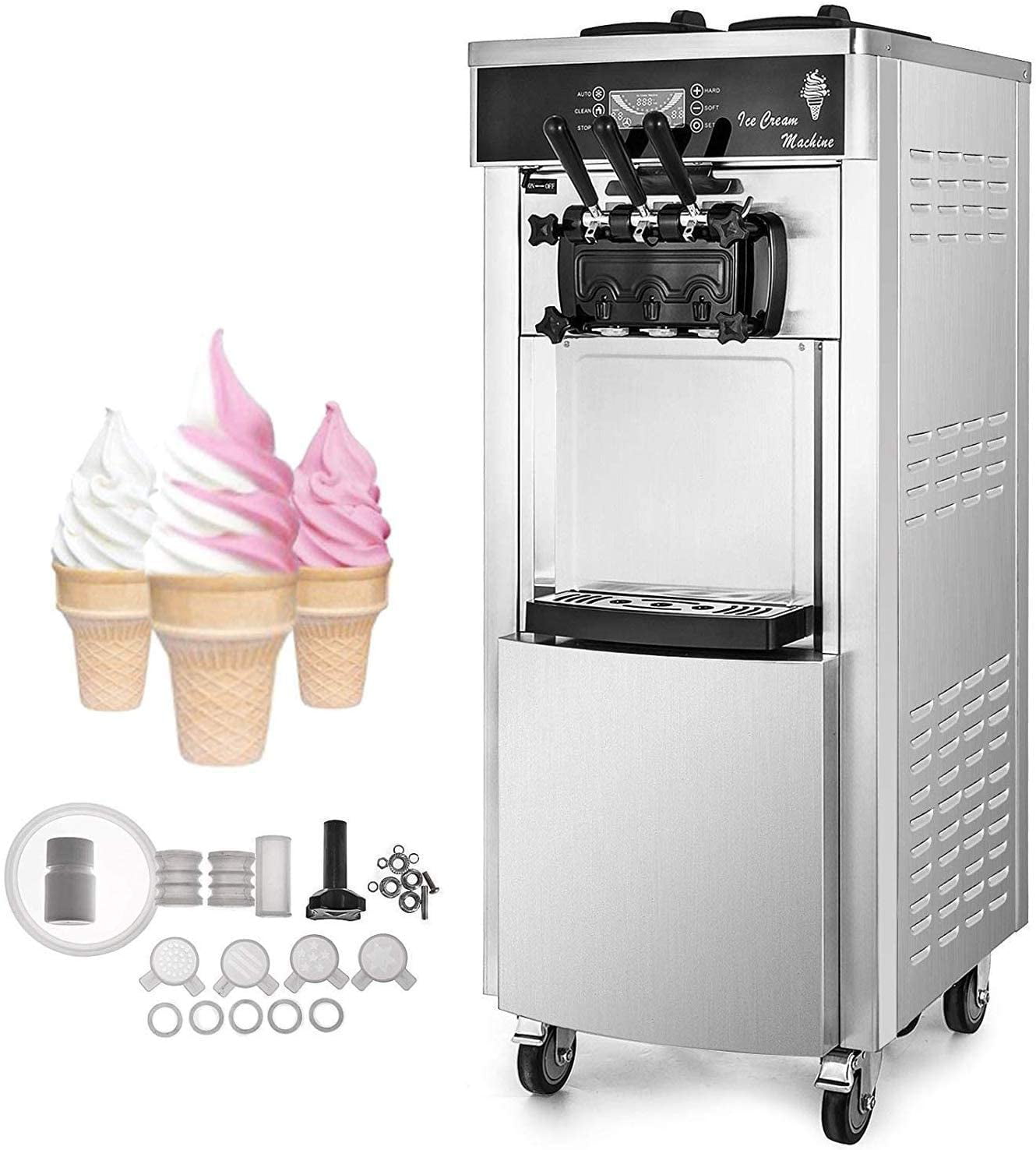 Vevor 2200w Commercial Soft Ice Cream Machine 5 3 To 7 4 Gallons Per