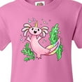 thumbnail image 4 of Inktastic Axolotl Unicorn with Rainbow Tail, Bubbles and Seaweed. Youth T-Shirt, 4 of 5