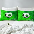 thumbnail image 4 of Ball Games Twin Size Bedding Set for Boys Football Print Fitted Sheet for Kids Teens Adults,Cartoon Soccer Bed Sheets Green Graffiti Style Sheets Modern Geometry Hexagon Sheets, 4 of 5