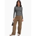 thumbnail image 2 of Women’s Basic Skinny Crop Top Tee Shirt Short Sleeve Workout Round Neck Cropped Tshirt, 2 of 6