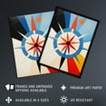 thumbnail image 2 of Follow the Sun Abstract Geometric Oil Painting Blue Orange Cream Compass Star Hilma af Klint Style Art Print Framed Poster Wall Decor 12x16 inch, 2 of 5