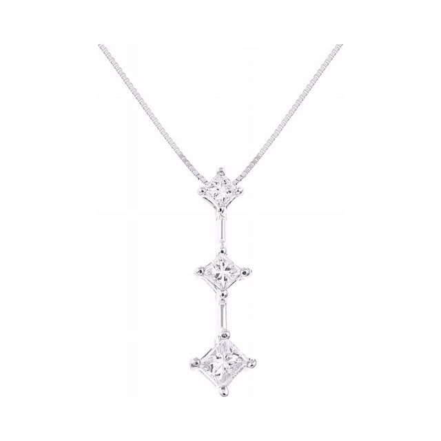 3 Stone Past, Present, Future Diamond Pendant Necklace Set in 14K White Gold with 18" Chain LP5271W-H