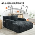 thumbnail image 5 of Homefun 61" Chenille Sofa Bed Oversized Chaise Lounge No Assembly Storage Pocket 3 Pillows Indoor for Living Room Bedroom, 5 of 7