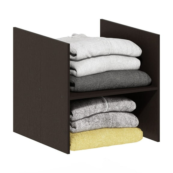 Furinno Cubicle H-Shelf Cube Organizer Insert in Dark Oak