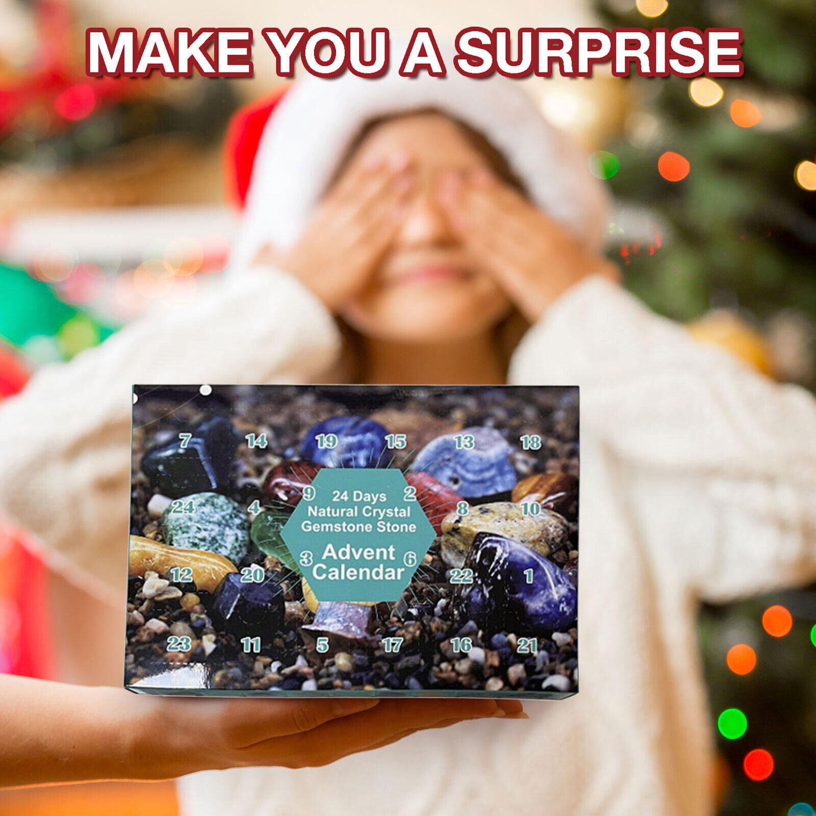 TOPCHANCES Christmas Advent Calendar, 2022 Rocks 24 Days Natural Crystal Gemstone Stone Minerals, Christmas Countdown Calendar for Boys, Girls, Kids, Adults, Christmas Party Favor Gifts, Blue