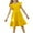 Yellow, variant on yillto Kids Girls Dress Ruffle Short Sleeve Summer Sundress Midi Tiered A Lined Dresses 5-14 Years