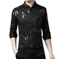 thumbnail image 1 of Camisas s Para Hombre Camisa informal de manga larga con estampado de solapa holgada para hombre (Black, L), 1 of 7