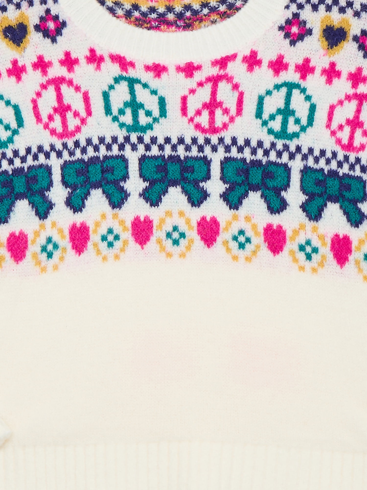 Wonder Nation Girls Holiday Fair Isle Sweater, Sizes 4-18 & Plus