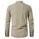 thumbnail image 3 of Hombres encaje arriba camisa soporte cuello V manga larga casual vintage color puro pullover camiseta, 3 of 8