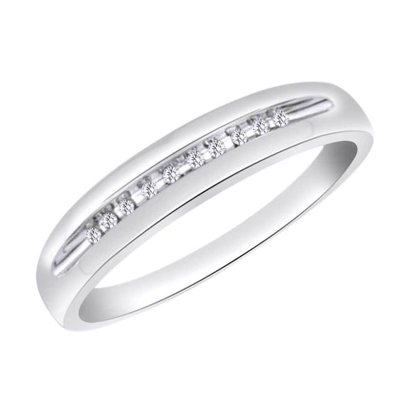 AFFY Round Cut White Natural Diamond Men's Band Ring In 10k White Gold (0.25 cttw) Ring Size-4