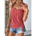 thumbnail image 5 of Womens U Neck Tank Tops Summer Sleeveless Loose Button Casual Henley Shirts Pink XXL, 5 of 8