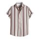 thumbnail image 1 of Lars Amadeus Camisa de manga corta con estampado de rayas irregulares de verano para hombre Camisa de playa con botones Caqui Blanco S Unique Bargains Camisas, 1 of 6
