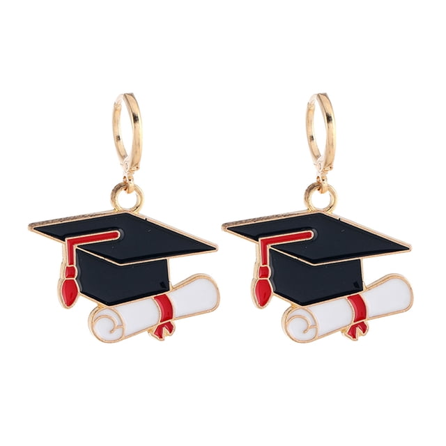 Accesorios para aretes, birrete de médico, birrete de soltero, aretes de aleación, regalo creativo de moda para la temporada de graduación.