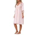 thumbnail image 4 of INSPIRE CHIC Women's Silky Satin Camisole Nightgown and Lace 3/4 Sleeve Robe Set 2 Piece Pajamas M Pink, 4 of 6