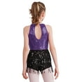thumbnail image 2 of Haitryli Kids Girls Sequins Tassel Latin Modern Jazz Dance Dress Tuxedo Ballroom Costume Dancewear Purple 8, 2 of 7