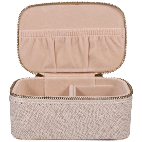 Baluue 1Pack Jewelry Box Organizer Rectangular Jewelry Display Box Velvet For Women Beige