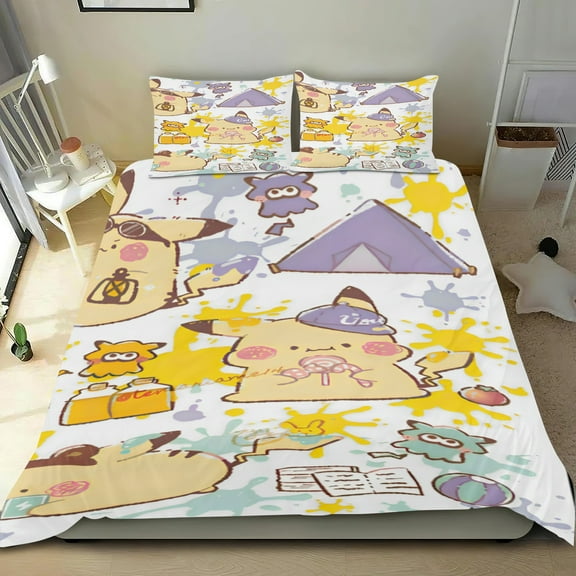Pompompurin Themed Bed Sheet Set Three Piece Set 53x79 Inches Comfortable And Skin Friendly Unique Design Creating A Star Studded Night Home Decor Gifts For Family Friends fans