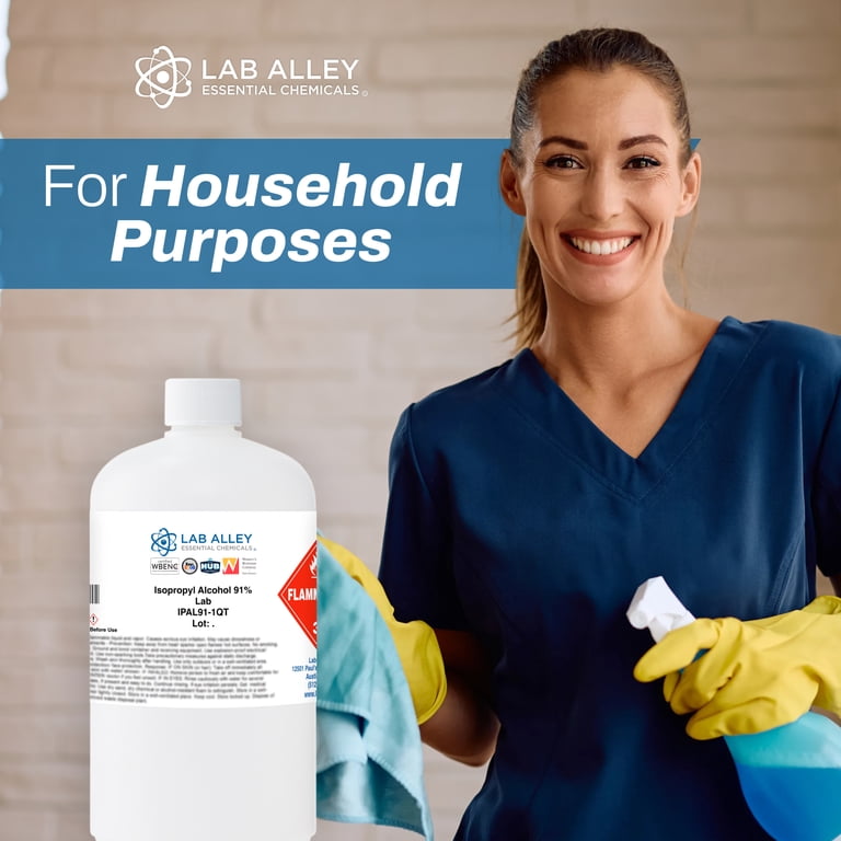 Lab Alley Isopropyl Alcohol 91% Lab Grade, Rubbing Alcohol Solvent