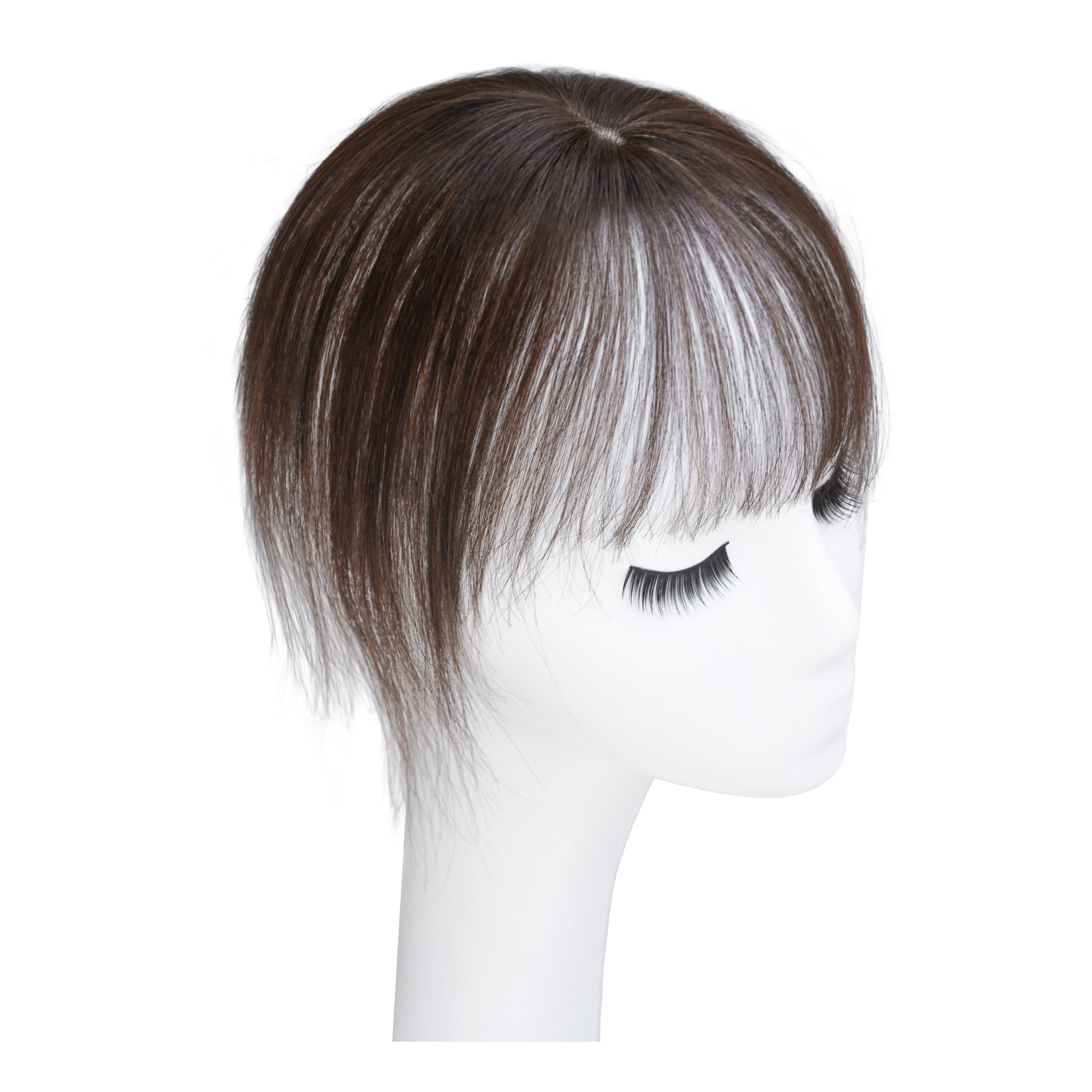 viviaBella Human Hair Clip in Hair Bangs 3D Machine Made Mono Base Clip-on Bangs Topper Real Hair Air Bangs One Piece Clip in Hair Topper/Hair Fringe