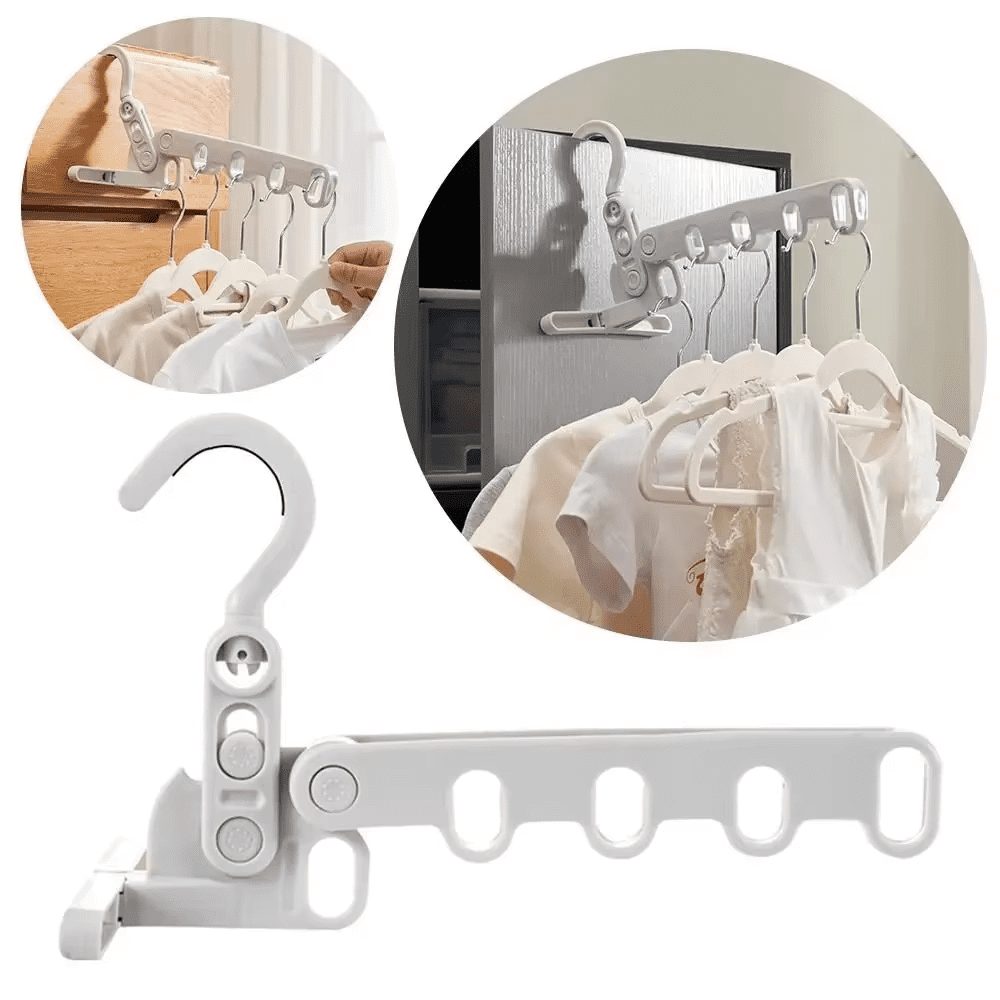 5 Hole Folding Clothes Hanger Hanging Rack Stand Heavy Duty With Clips Organizer For Babies Wall Stick Rod Support Travel Hooks Hotel