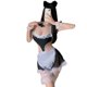 thumbnail image 2 of Conjunto de uniforme de sirvienta sexy con encaje calado de tres puntos para cosplay, 2 of 5