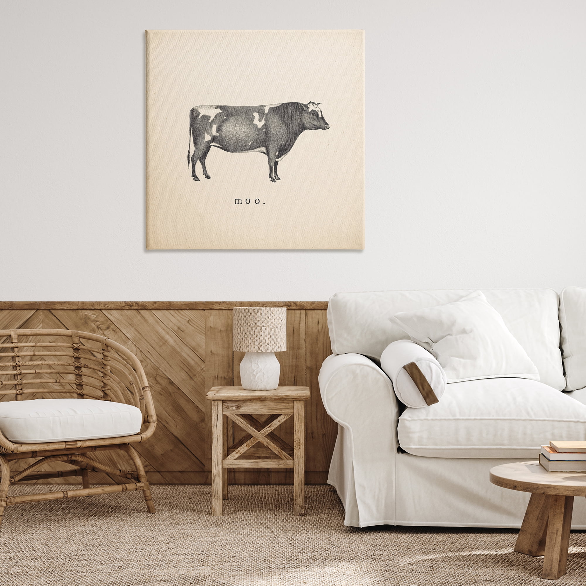 Stupell Industries Moo Farm Cow Sounds Animals Painting Wrapped Canvas Art Print Wall Art, 36 x 36