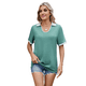 thumbnail image 2 of Camisetas de Corta con Cuello en U para Mujer, Blusas de Verano con Contraste, Camisas Informales de Negocios, Camisetas Holgadas. Verde Frijol XL, 2 of 9