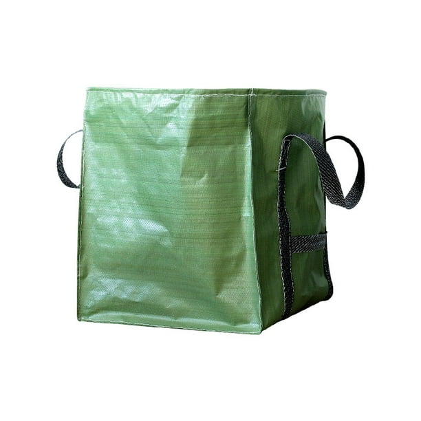 Bolsa de basura para el hogar y el jardín de alta resistencia tejida de polipropileno, bolsa reutilizable para césped y jardín de hojas con asas de transporte reforzadas, verde
