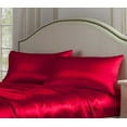 thumbnail image 6 of Belles & Whistles Satin Charmeuse Silky Sheet Set, Red, Queen, 6 of 6