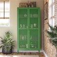 thumbnail image 3 of Channing Tall 2 Door Storage Cabinet-Mesh Metal Locker, Kelly Green, 3 of 9