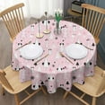 thumbnail image 3 of Pink Christmas Tree Pattern Round Tablecloth 60"x60",Wrinkle Wipeable Table Cloth for Kitchen Dining Room Picnic Patio Party, 3 of 6