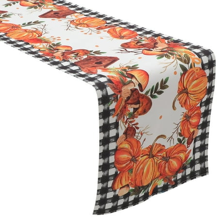 

Fall Table Runner Autumn Long Pumpkin Plaid Dining Table Tablecloth Table Runner