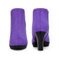 thumbnail image 2 of BLISSFUL STEP Women's Ankle Boots Chelsea Platform Chunky Heel Round Toe Faux Suede Boots Dark Purple 6.5, 2 of 6