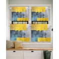 thumbnail image 2 of Yellow Blue Color Block Short Blackout Curtains 45 Inch Long Modern Style Oil Painting Rod Pocket Kitchen Curtains, 2 Panels Thermal Insulated Room Darkening Drapes for Bedroom, 42"W x 45"L, 2 of 5