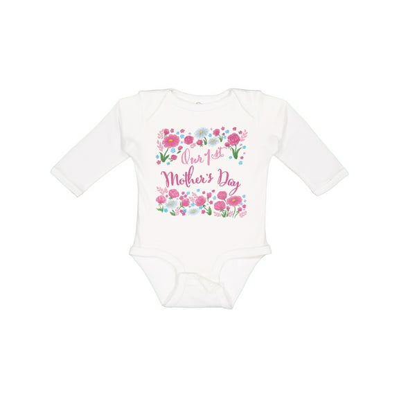 Inktastic Our First Mother's Day-roses and Daisies Boys or Girls Long Sleeve Baby Bodysuit