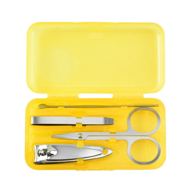 Yellow Mini 4-Piece Nail Clipper Set for Manicure & Pedicure - Stainless Steel Grooming Tools Gift Set