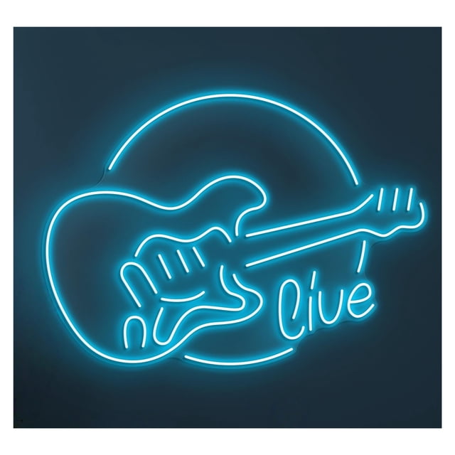 Letrero De Neón Guitarra Con Luz LED, Arte Pared En Vivo, Para DJ, Sala Discoteca, Estudio Música, Escaparate Entrada Comercial 58cm