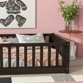 thumbnail image 5 of Twin Size Floor Bed for Toddlers and Kids, Solid Wood Montessori Floor Bed with Safety Fence Rail without Door, Durable Montessori Bed Frame with Sturdy Slats Support for Boys and Girls, Espresso, 5 of 9