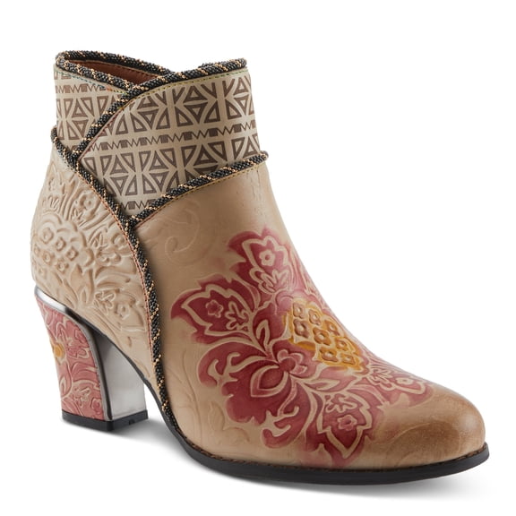 Spring Step L'Artiste Cherish Heeled Booties | Embossed Leather Ankle Boots with Artistic Flair