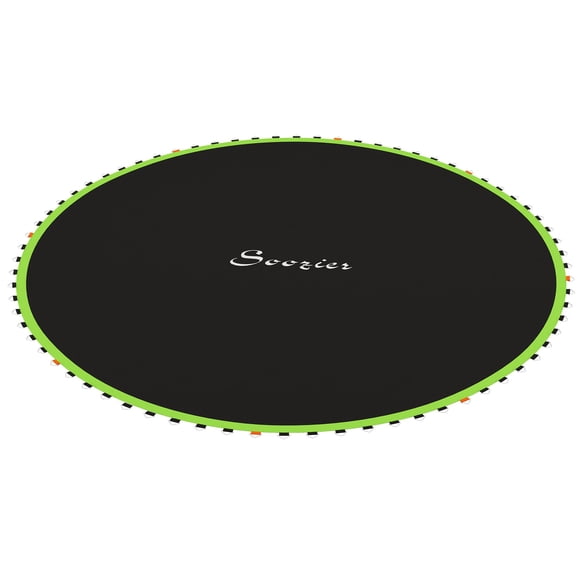 Soozier 12ft Round Trampoline Replacement Mat, Green PP Jumping Mat with 72 V-Hooks and Spring Pull Tool, UV-Resistant Heavy Duty Material for Backyard Outdoor Recreation