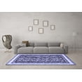 thumbnail image 3 of Ahgly Company Machine Washable Indoor Round Abstract Blue Modern Area Rugs, 5' Round, 3 of 4