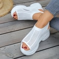 thumbnail image 6 of Pandaie Women's Platform Wedge Sandals Open Toe Orthopedic Sports Walking Sandal Ankle Strap Mesh Slip on Slingback Casual Shoes Sneakers White Size 7.5, 6 of 9